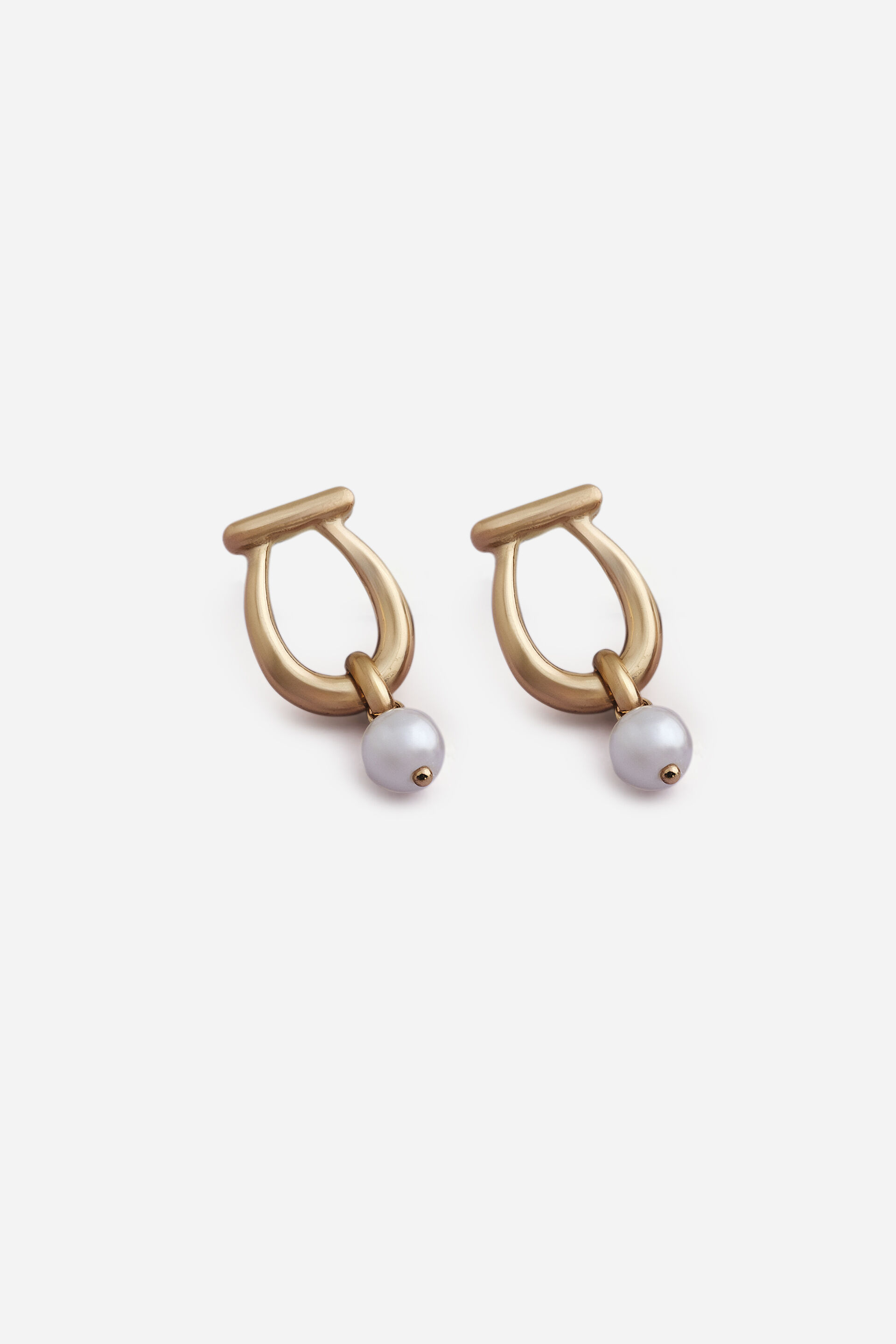Gold Pearl Drop Earrings, , image 2